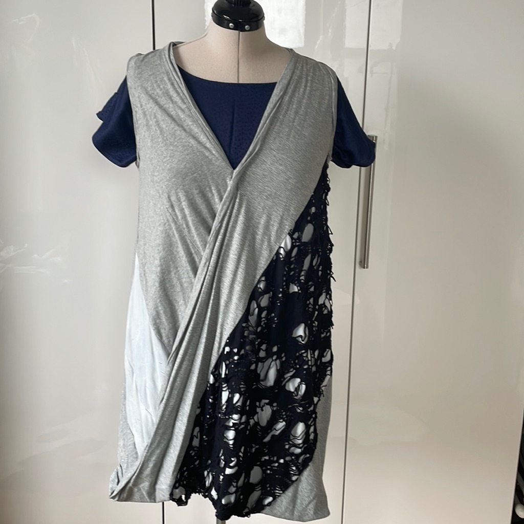 Miss Line Mini Dress Sleeveless Color- Gray/Black Size-Xl Nwot